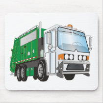 3d Garbage Truck Green White Cab Mouse Pads