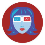 3D Girl Round Sticker