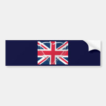 3D Glass Heart and Union Jack Flag Bumper Stickers