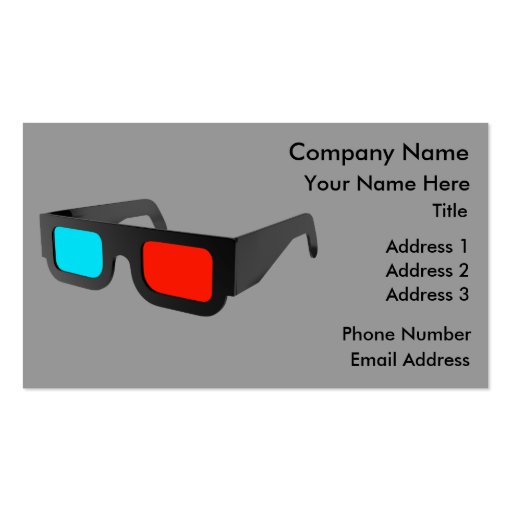 3D Glasses in Black & White Business Cards (front side)