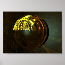 3d gold ball reflections
