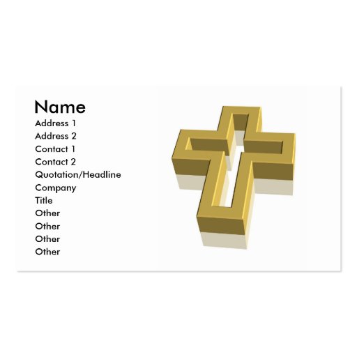 3D Gold Cross Business Card Template (front side)