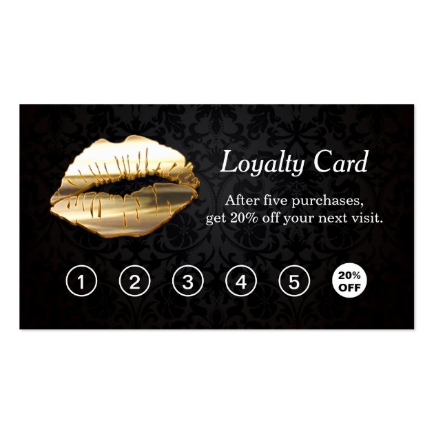 3D Gold Lips Makeup Salon Loyalty Punch Card (front side)