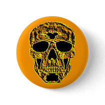 3D Gold Skull Pinback Buttons