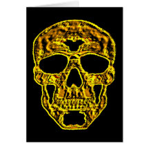 3D Gold Skull Greeting Card