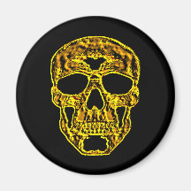 3D Gold Skull Magnet