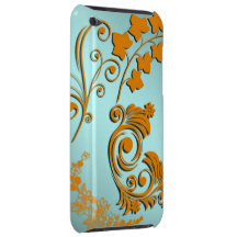 3D Gradient Teal Blue Tan Orange Floral Swirls iPod Touch Cases