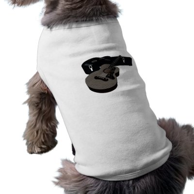 3D Halftone Acoustic Guitar & Case Dog Tee Shirt by MalpracticeGraphics