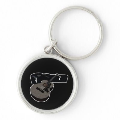 3D Halftone Acoustic Guitar & Case Keychain by MalpracticeGraphics