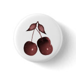 3D Halftone Cherries Retro Red Pinback Buttons