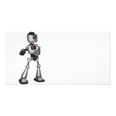 ♪♫♪ 3D Halftone Sci-Fi Robot Guy Dancing Photo Greeting Card by BionicBoys