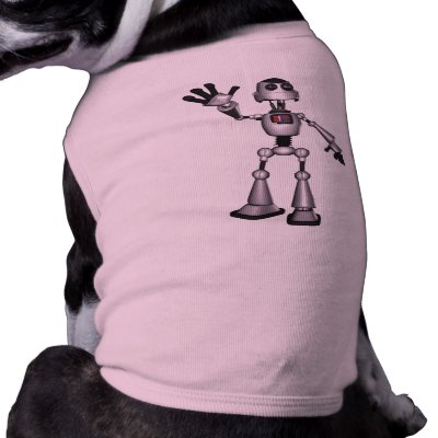 3D Halftone Sci-Fi Robot Guy Waving Dog Tee by BionicBoys