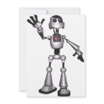 3D Halftone Sci-Fi Robot Guy Waving Custom Announcement