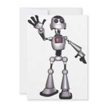 3D Halftone Sci-Fi Robot Guy Waving Custom Announcement