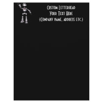 3D Halftone Sci-Fi Robot Guy Waving Letterhead Design