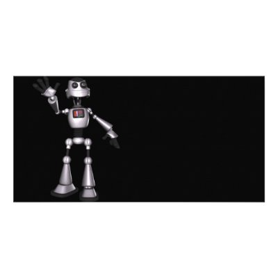 3D Halftone Sci-Fi Robot Guy Waving Personalized Photo Card by BionicBoys