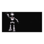 3D Halftone Sci-Fi Robot Guy Waving Personalized Photo Card