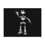 3D Halftone Sci-Fi Robot Guy Waving Post Cards