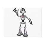 3D Halftone Sci-Fi Robot Guy Waving Postcard