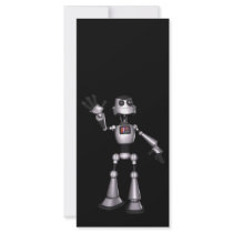 3D Halftone Sci-Fi Robot Guy Waving Custom Rack Cards