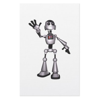 3D Halftone Sci-Fi Robot Guy Waving Personalized Stationery by BionicBoys