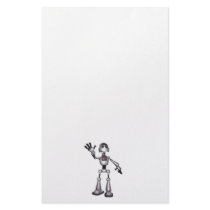 3D Halftone Sci-Fi Robot Guy Waving Personalized Stationery