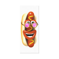 3d Hot Dog Cool Pink Shades Stretched Canvas Prints