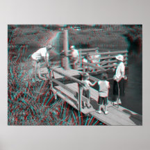 3D Image. Hampton Lode Ferry, Shropshire, England Posters