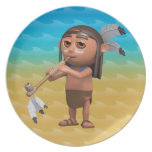 3d Indian Brave Smoking Peace Pipe plates