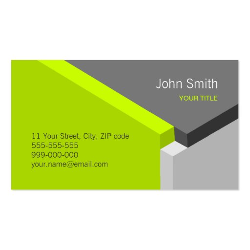 3D Lime / Grey Geometry business card (front side)