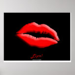 3D LIPS Red on Black Poster