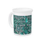 3D Liquid Silver GreenMan Damask on Satin Lush Drink Pitchers