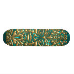 3D Liquid Silver GreenMan Damask on Satin Lush Skate Board Deck