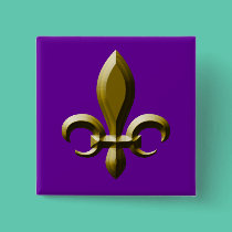3D Look Gold Fleur de Lis buttons