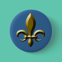3D Look Gold Fleur de Lis buttons