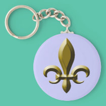 3D Look Gold Fleur de Lis keychains
