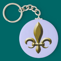 3D Look Gold Fleur de Lis keychains