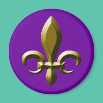 3D Look Gold Fleur de Lis magnets