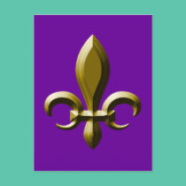 3D Look Gold Fleur de Lis postcards