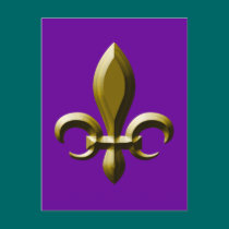 3D Look Gold Fleur de Lis postcards