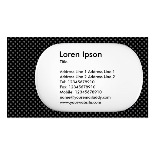 3d Lozenge - Black Net Texture Over Gray Business Card Template (back side)