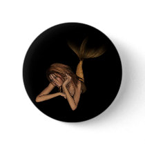 3D Mermaid Pondering Halftone Original Color Pin