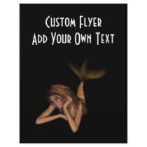 3D Mermaid Pondering Halftone Original Color Flyers