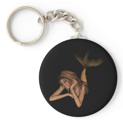 3D Mermaid Pondering Halftone Original Color Key Chain by VoXeeD
