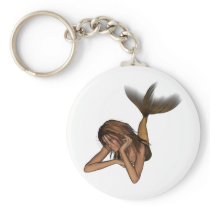 3D Mermaid Pondering Halftone Original Color Key Chains