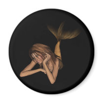 3D Mermaid Pondering Halftone Original Color Refrigerator Magnets