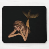 3D Mermaid Pondering Halftone Original Color Mouse Pad