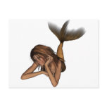 3D Mermaid Pondering Halftone Original Color Postcards