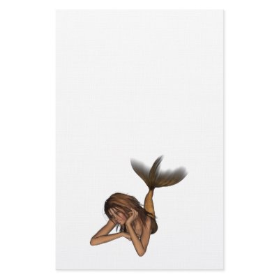 3D Mermaid Pondering Halftone Original Color Stationery Design by VoXeeD