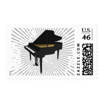 3D Model: Black Grand Piano: Postage Stamps